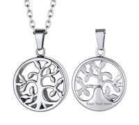 PROSTEEL Colgante para Cenizas Arbol de la Vida Acero, Collar Lleva Cenizas Relicario Cremacion Recuerdo Memorial (Color Platino)