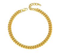 PROSTEEL Collar de Oro Hombre Cubana Cadena Miami Cubana Chapado en Oro 18k Cadena Hiphop Cadena Hombre Curb Cuba Chain Collar 6mm
