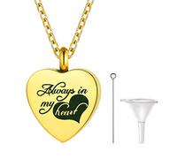 PROSTEEL Collar para Echar Cenizas Chapado en Oro 18K Colgante Cenizas Humana Mascota Forma Corazón