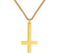 PROSTEEL Cruz Invertida Colgante Cruz de Pedro Oro con Collar de Eslabones Cadenas Doradas