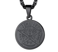 PROSTEEL Medalla Pentaculo Estrella Salomon Sello Colgante para Grabar Cadena de Acero Negro