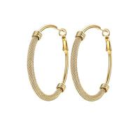 PROSTEEL Pendientes Aro Mallas Oro Aros Acero Inoxidable Dorado 50mm Diámetro Medianos Únicos Modernos Joyas de Mujer Chica Amiga Madre Hija Esposa Novia