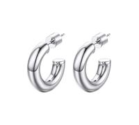 PROSTEEL Pendientes de Medio Aro Acero Inoxidable Plateado 20mm Diámetro Aros Hipoalergénicos con Cierre Tuerca a Presión 5mm ancho Modernos Minimalistas Joyas para Mujer Chica Amiga Madre