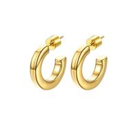 PROSTEEL Pendientes Medio Aro Acero Inoxidable Dorado 20mm Diámetro Aros Hipoalergénicos con Cierre Tuerca a Presión 4mm ancho Modernos Minimalistas Joyas para Mujer Chica Amiga Madre