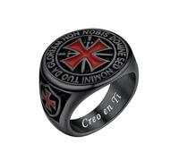 PROSTEEL Personalizable Anillo Sello Cruz Masonico Gotico Moto, Anillo Redondo Hombre Menique Coctel, Talla 17 (57mm)