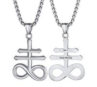 PROSTEEL Personalizable Colgante Cruz del Leviatan, Sello de Demonio Satan Tono Platino