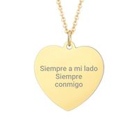 PROSTEEL Personalizable Placa de Oro Identidad Colgante Corazon Dorado, Collar Militar Hombre Chapa Acero