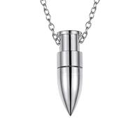 PROSTEEL Porta Cenizas Colgante Bala Siempre en mi Corazon, Colgante para Cenizas Humanas Padre Mascota (Acero Inoxidable Color Platino)