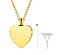 PROSTEEL Porta Cenizas Colgante Relicario Cremacion Oro Baño, Collar Portador Corazon Cenizas Humanas Gato Conejo
