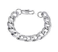 PROSTEEL Pulsera Cuba Grande Mujer Pulsera 13mm Ancho Plateada Hombre 19cm Largo
