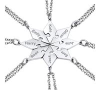 PROSTEEL Puzzle 8 Pcs Colgantes para Hermanos Familia Collares Conjunto de Amistad Best Friend, Platino