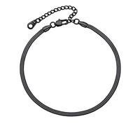 PROSTEEL Tobillera Plana de Cadena Serpiente Negra, Esclava para Tobillo Huesos Serpiente, 3mm Ancho 16cm Largo Ajustable