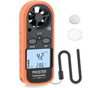 Proster Anemómetro de Mano 3 en 1 Medidor Digital de Velocidad del Viento con Retroiluminación LCD Modo MAX/Promedio/Actual Anemómetro Termómetro Digital para Vela, Cometa, Surf, Marina, Pescar, etc