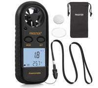 Proster Anemómetro Termómetro Digital de Pantalla LCD Medidor de Velocidad Viento Aire con Luz de Fondo para Vela, Cometa, Surf, Marina, Pescar, etc