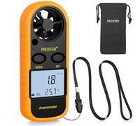Proster Anemómetro Termómetro Digital de Pantalla LCD Medidor de Velocidad Viento Aire con Luz de Fondo para Vela, Cometa, Surf, Marina, Pescar, etc