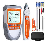 Proster Comprobador de Cables RJ45 RJ11 con Pantalla LCD Tester de Cables 2 Modos para Voltaje Continuidad Polaridad POE Localizador de Líneas Multifuncional para Ethernet Líneas Telefónicas