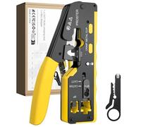 Proster Crimpadora RJ45 Kit de Herramientas de Crimpado Ethernet 3 en 1 RJ45 con Mini Pelador Crimpadora Profesional para Conectores Pasante 8P RJ45 Cat6 Cat5 Cat5e Herramienta de Crimpado 6P RJ12