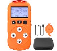 Proster Detector de Gas 4 en 1 H2S CO LEL O2 con Alarma Vibratoria Sonora Visual Portátil IP65 Medidor Gases Tóxicos Recargable 1800mAh Sensor Explosividad LEL Industrial Petróleo Minería Hogar