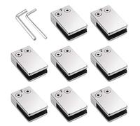 Proster Glass Clamps Abrazaderas de Acero Inoxidable 304 de 10-12 mm, 8 Unidades, Soporte de Vidrio Ajustable, Parte Trasera Plana, para barandilla de Escalera y pasamanos Pulido, Plata, 11-12mm