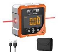 Proster Inclinómetro Digital con Láser y 4 Lados Magnéticos Nivel Digital 4x90° con Pantalla LCD VA y Carga Type-C IP54 Impermeable para Carpintería Ebanistería Construcción