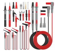 Proster Kit de Cables de Prueba 24PCS Sondas de Prueba para Multímetro Pinza Amperimétrica con Puntas Intercambiables Pinzas Cocdrilo Ganchos de Prueba Adaptadores Enchufe en Forma de U