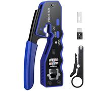Proster Kit de Crimpadora RJ45 Cat6 Cat5 Cat5e Con Mini Pelacables Herramienta de Crimpado RJ45 8P8C Herramienta de Engarzado para Cables de Ethernet Reparación y Mantenimiento de Internet