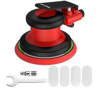 Proster Lijadora Orbital Neumática 12000RPM 5pulgadas Lijadora Rotorbital con 20 Papeles de Lija(80-320 Grano) y Control de Velocidad Variable para Preparación de Pintura de Coches,Lijado de Madera