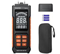 Proster Medidor de Humedad Detector de Humedad Tipo Pin con 2 Modos, Medición de Temperatura y Pantalla Retroiluminada Humidímetro para Madera y Materiales de Construcción