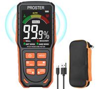 Proster Medidor de Humedad Digital de Pared Recargable Detectores de Humedad Higrómetro Profesional de Pared Sin Aguja con Pantalla LCD y Alarma Audible Para Madera, Paredes, Yeso, Mampostería