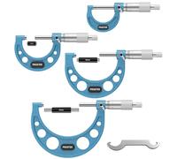 Proster Micrómetro Externo 0~100mm 4PCS Micrometro Metrico 0-25mm, 25-50mm, 50-75mm, 75-100mm con 3 Varillas de Calibración y Llave Especial para Mecanizado, Automoción Inspección