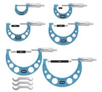 Proster Micrómetro Externo 0~150mm 6PCS Micrometro Metrico 0-25mm,25-50mm,50-75mm, 75-100mm,100-125mm,125-150mm con 5 Varillas de Calibración y 3 Llave Especial para Mecanizado, Automoción Inspección