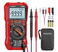 Proster Multímetro Digital Profesional TRMS 9999 Cuentas, Polimetro Digital de Rango Automático para Corriente/Voltaje de CA y CC NCV Inductancia Picos Temperatura Capacitancia con Luz de Fondo