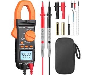 Proster Pinza Amperimétrica 6000 Cuentas 800A Multímetro Digital 600V TRMS NCV AutoRango con Pantalla Retroiluminada para Prueba de Corriente y Voltaje CA/CC Resistencia Frecuencia Temperatura