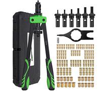 Proster Remachadora de Tuerca 14", Remachadora Manual con 150pcs Tuercas de Remache y 6 Mandriles Intercambiables M3 M4 M5 M6 M8 M10 Pistola Remachadora Profesional que Ahorra Mano de Obra con Caja