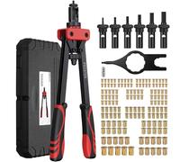 Proster Remachadora de Tuerca 14", Remachadora Manual con 150pcs Tuercas de Remache y 6 Mandriles Intercambiables M3 M4 M5 M6 M8 M10 Pistola Remachadora Profesional que Ahorra Mano de Obra con Caja