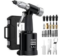 Proster Remachadora de Tuercas Neumática con 5 Mandriles Métricos M4/M5/M6/M8/M10 y 6 Husillos Adicionales 1400KGF Remachadora de Aire Comprimido para Industria Maquinaria Automóvil-Negro