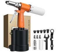 Proster Remachadora Neumática para Remaches de 2.4mm a 6.4mm con 5 Boquillas y Fuerza de 1780KGF - Ideal para Reparación de Coches y Uso Industrial