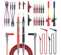 Proster Sondas de Prueba para Multimetro 26PCS Plomo de Prueba de Multimetro con 12 Sondas de Prueba, Potenciómetros y Ganchos de Prueba sin Perforación Cable de Prueba para Multímetro Osciloscopio