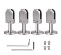 Proster Soporte de Abrazadera Vidrio 4PCS 11-12mm Clip de Acero Inoxidable 304 Ajustable Abrazaderas para Cristal con Base para Barandilla Pasamanos Valla Piscina, Varilla de 40 mm, Pullido