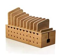 Prosumer's Choice - Estación de carga de bambú para 10 dispositivos con cable organizador caja para el hogar y la oficina