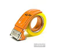 PROSUN Pistola dispensadora de embalaje de cinta con hoja extra, pistola de cinta de fácil montaje de 50 mm, sellador de cartón con agarre de pistola (naranja)