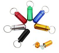 ProsXinty 6Pcs Pastillero portátil de aluminio, Píldoras Llavero, Pastillero impermeable, Mini Pastillero, cajas de pastillas portátiles, Adecuado para deportes al aire libre, camping y senderismo.