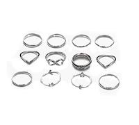 Prosy Boho Crystal Crescent Moon Wave Juego de anillos para nudillos Argento Lucky 8 Finger Joint Anello Impilabile por Donne e Ragazze