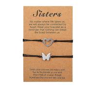Prosy - Juego de pulseras negras simples para madre e hija, línea de cera de mariposa, accesorios de pulsera tejidos a mano para mamá y yo para mujeres y niñas (Mariposa)