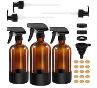 prota 3 botellas de spray de vidrio ámbar, botellas vacías de vidrio de 500 ml, recipiente recargable con boquilla ajustable, botella de pulverización de agua para limpiar plantas, aceites esenciales