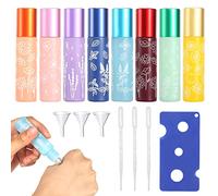 prota 8 Piezas Botella Roll On de Vidrio, 10ml Rodillo Cristal Botellas de Aceite, Rellenable Vidrio Botellas de Rodillos con Bola de Acero Inoxidable para Perfumes Aromaterapia Masajes
