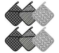 prota Agarraderas de Cocina, 6 Piezas Soportes para Ollas con Bolsillo, Resistentes al Calor Agarraderas Cuadradas Juego Agarraderas Agarraderas de Algodón Lavables para Cocina Hornear Parrilla