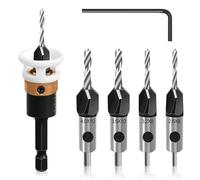 prota Juego de 4 brocas avellanadoras de madera para avellanar, chaflán de avellanado HSS para brocas avellanadoras ajustables de metal con tope de profundidad para carpintería de plástico