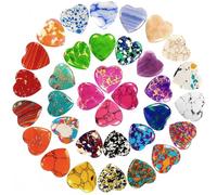 prota Piedras en Forma de Corazón Cristales, 34 Piezas Cristales Curativos en Forma de Corazón, Piedras Naturales en Forma de corazón Gemas De Corazón para Yoga Meditación Decoración