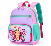 PROTAURI Mochila Infantil Niña 3-7 Años 9L, Mariposa Design | correa pectoral reflectante impermeable ligero transpirable ergonómico DIN A4 Outdoor silbato Insectos 3D Silbato